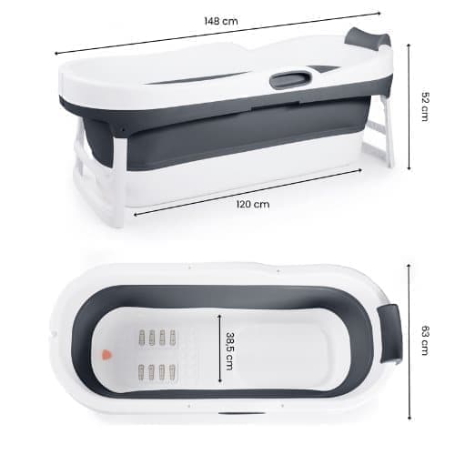 HelloBath Foldbart Badekar, James XL (148cm), Antracit - A - Som Ny