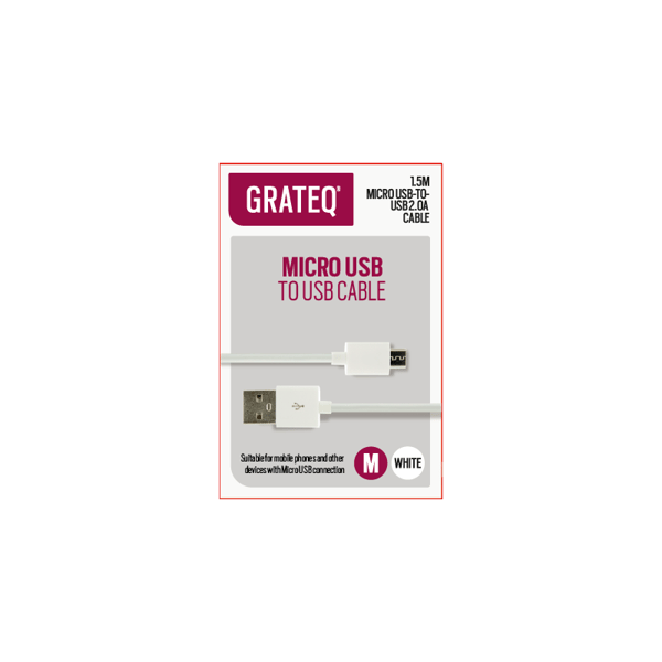 Grateq Micro-USB-kabel 1,5 m Hvit - A - Som ny