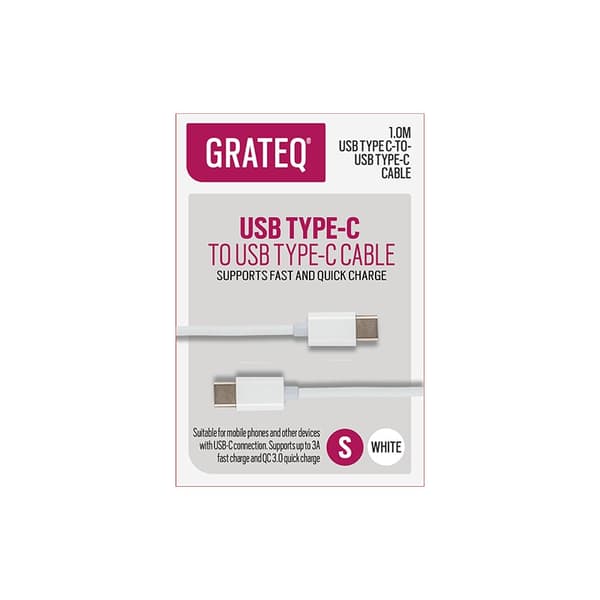 GRATEQ USB C-USB Laddkabel 1M Vit - B - Mycket bra