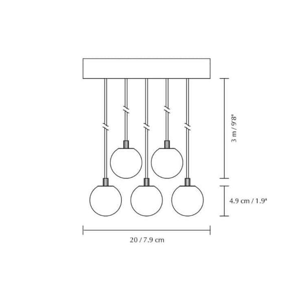 Rosette Mini Cluster 5 G4-ophæng, Sort - B - Meget god
