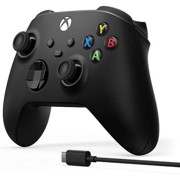 Microsoft Xbox trådlös handkontroll + kabel, svart - A - Som ny