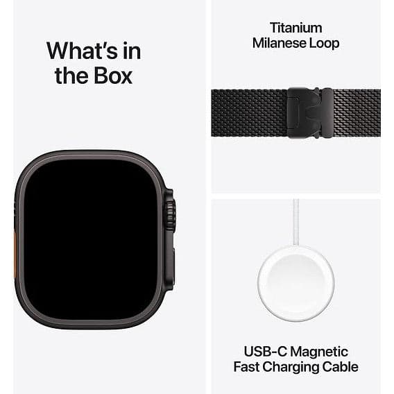 Apple Watch Ultra 3 GPS Cellular 49 mm Sort Titanium urkasse og Sort Milanese loop Medium - B - Meget god