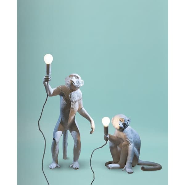 Monkey Lamp Standing Outdoor, White - A - Kuin uusi