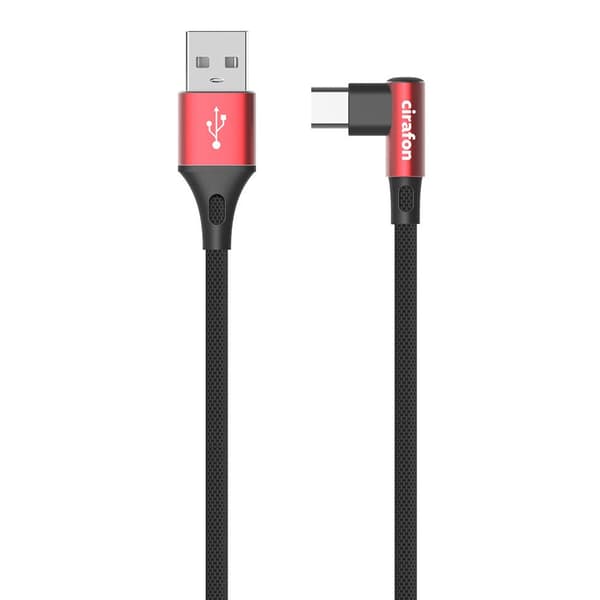 Cirafon Synkroniserings-/ladekabel USB-C til USB-A, 1,0 m, Sort/Rød - A - Som ny