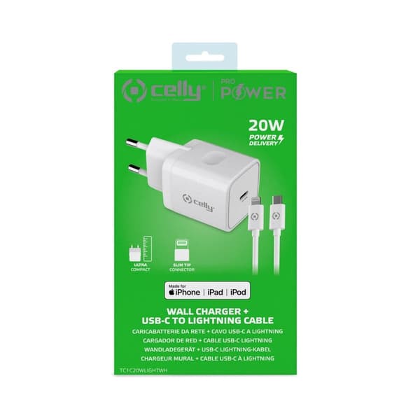 Celly 20W Oplader USB-C til Lightning Hvid - B - Meget God