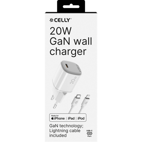 Celly 20W Oplader og Lightning Kabel - B - Meget God