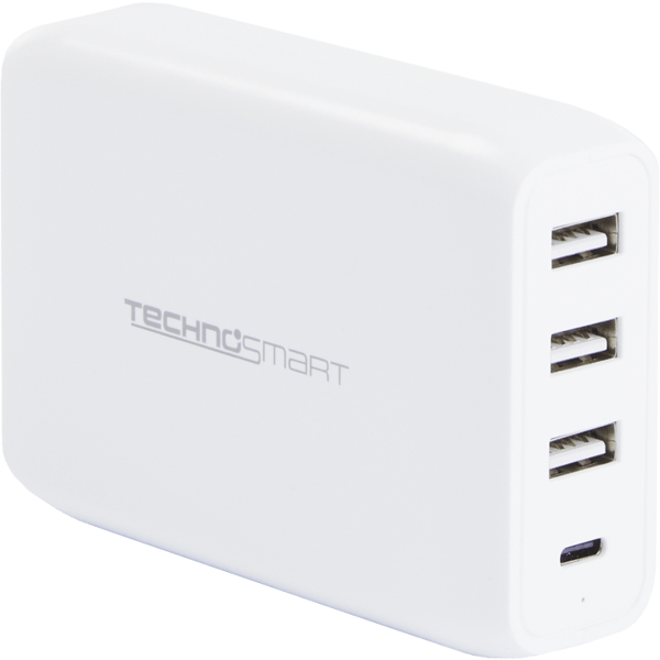 TechnoSmart 4-Port Hurtiglader PD QC3.0 - A - Som Ny