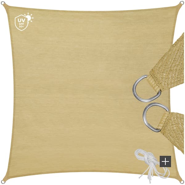 Tectake-aurinkopurje 5,4 x 5,4 m, beige - A - Kuin uusi