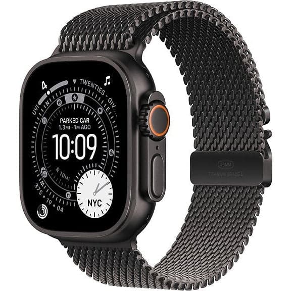 Apple Watch Ultra 3 GPS Cellular 49 mm Sort Titanium urkasse og Sort Milanese loop Medium - B - Meget god