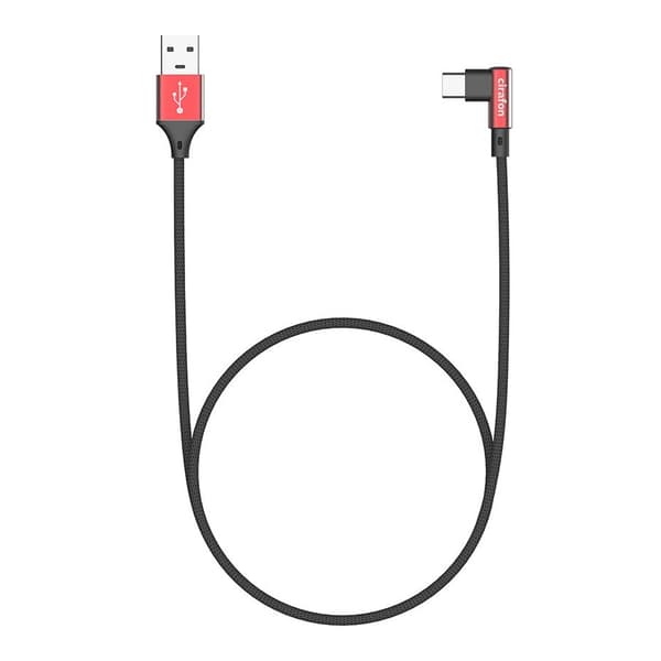 Cirafon Synkroniserings-/ladekabel USB-C til USB-A, 1,0 m, Sort/Rød - A - Som ny