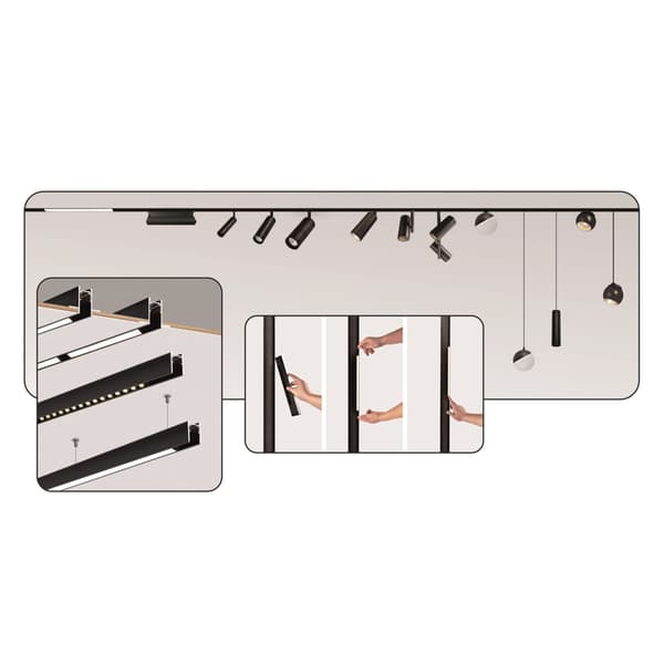Ultron 16W 3CCT vertikal hvid LED lineær spotlight til SMART TRACK magnetiske skinner 48VDC