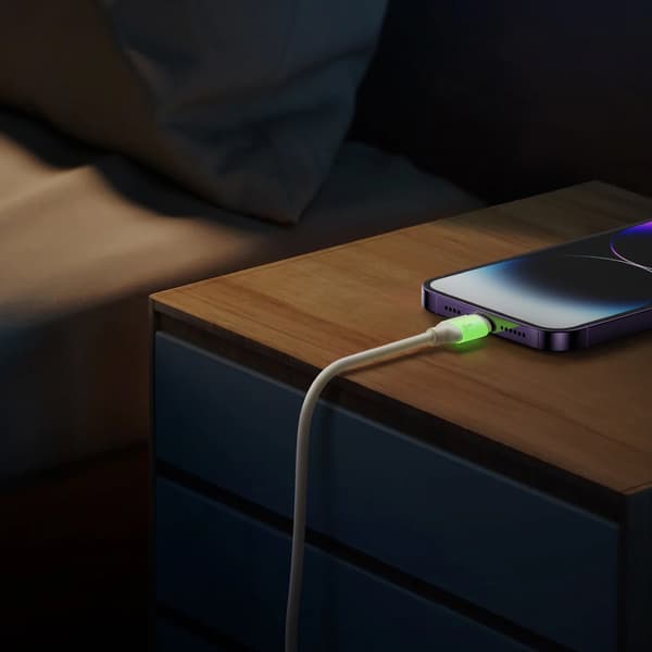 USB-C - iPhone Lightning-kabel med fluorescerande spets 2m 30W - Beige