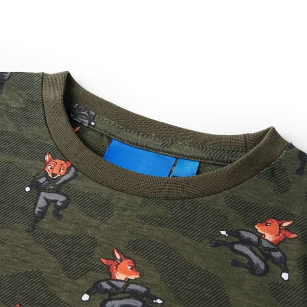 Barnpyjamas med lång ärm, khaki, 92