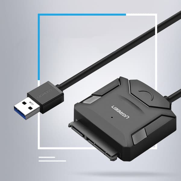 Adapterkabel til HDD og SSD SATA 2,5'' / 3,5'' USB 3.0 op til 4TB - Sort