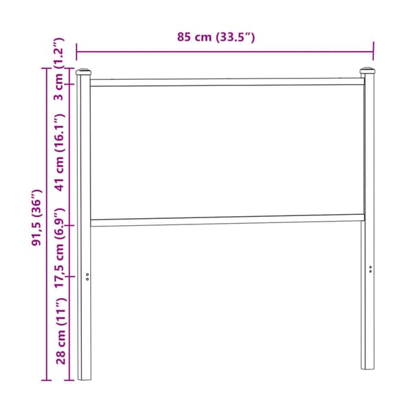 vidaXL sengegavl i brunt egetræ 80 cm