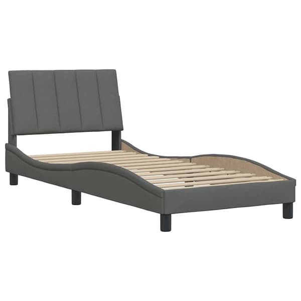 vidaXL Sängram utan madrass mörkgrå 90x200 cm klädd i tyg