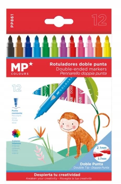 Dobbeltsidede tuscher MP 12 farver sæt PP861