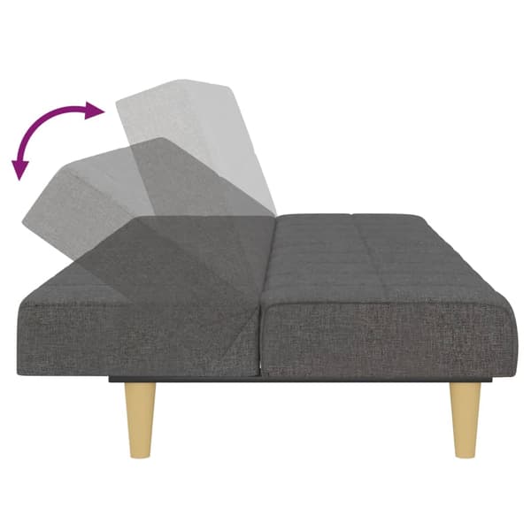 vidaXL 2-sits bäddsoffa, mörkgrå, klädd i tyg