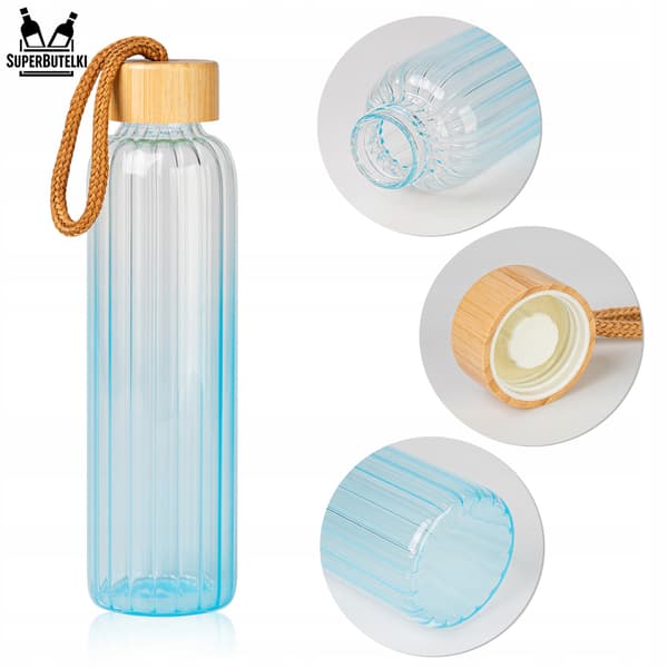 550 ml rillet glasvandflaske (blå)