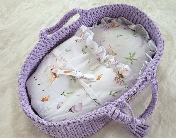 Moses Basket BOHO Bomullsdockbärare - Lila