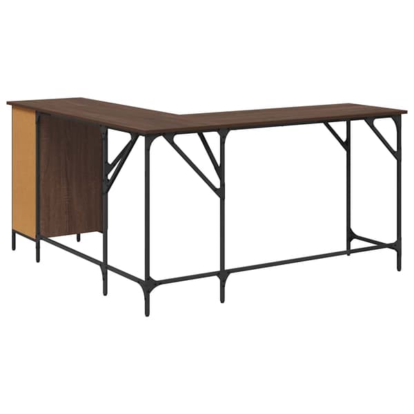 vidaXL skrivebord, brunt egetræ, 141x141x75 cm, træbaseret materiale