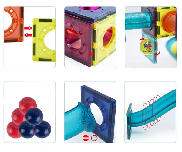 Magnetiska byggklossar 3D-lysande spår