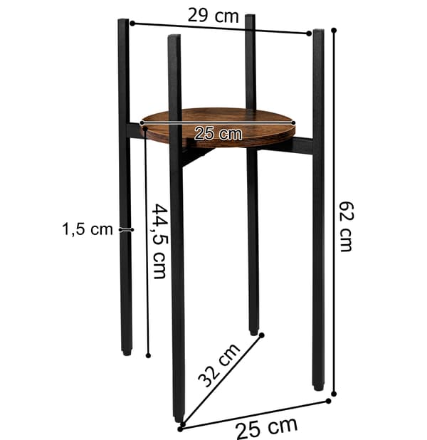 Torre Rustic loft stående blomsterstander 60 cm sort
