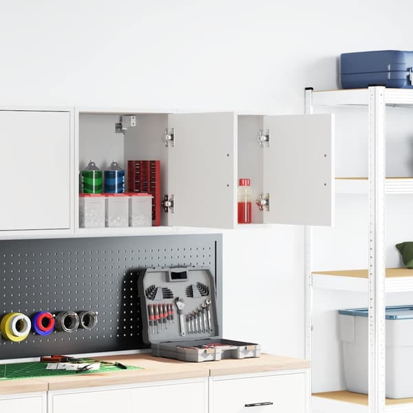 vidaXL Garageskåp 2 st vit limmad trä