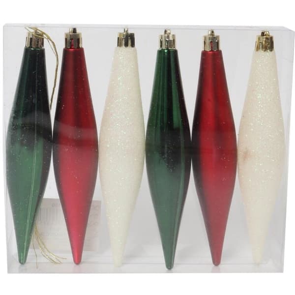 Sæt med 6 elegante plastikkuler 15 cm til juledekoration