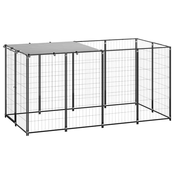 vidaXL Koiranhäkki musta 2,42 m² teräs