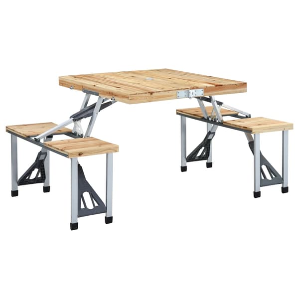vidaXL foldbart campingbord med 4 sæder, stål, aluminium