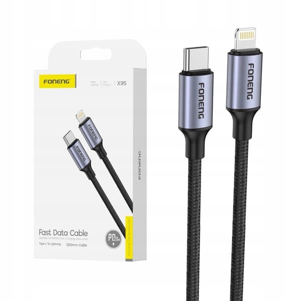 USB-C - Lightning iPhone -kaapeli, kaksipuolinen pikalataus, 1 m