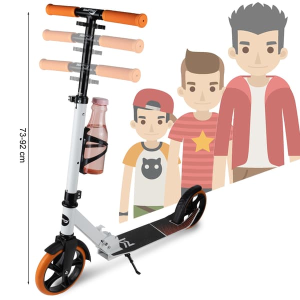 Stor hopfällbar stadsscooter + rem + flaskhållare