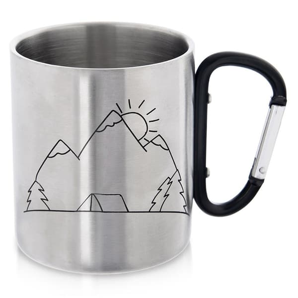 STÅLMUGG MED KARBINHAKE FÖR CAMPING UTOMHUS 350 ML