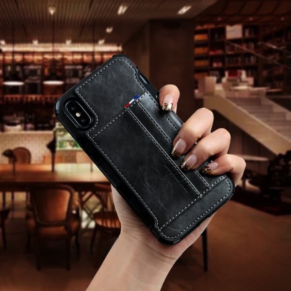 Two Cards Hybrid-cover til iPhone XS Max 6.5 - Sort