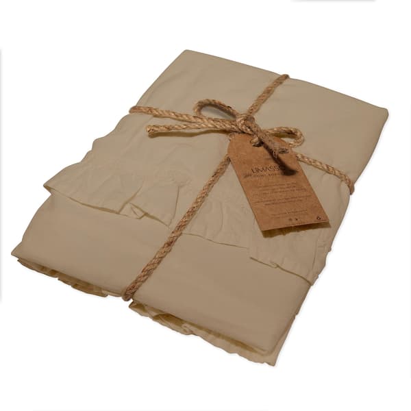 Beige pudebetræk 40x40 med flæser, sæt med 2