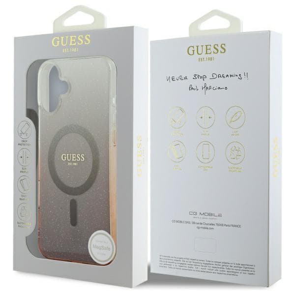 Guess IML Glitter Gradient MagSafe-etui til iPhone 16 Plus, brun