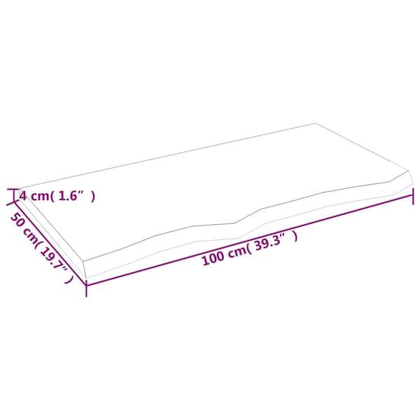 vidaXL bordplade 100x50x(2-4) cm ubehandlet massivt egetræ