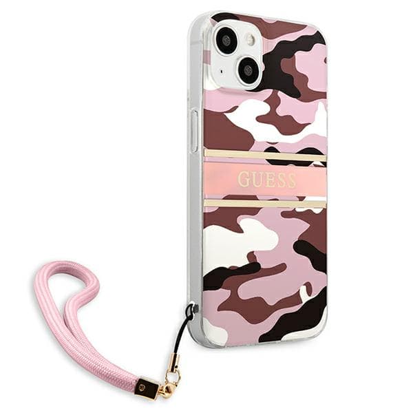 Guess Camo Strap Collection-etui til iPhone 13 mini, lyserød