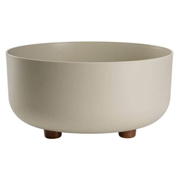 Terraskål på ben, återvunnen, beige, h14,4x29,7 cm