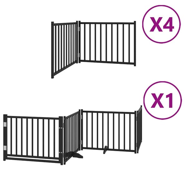 vidaXL foldbar hundegitter med dør 12 paneler sort 960 cm