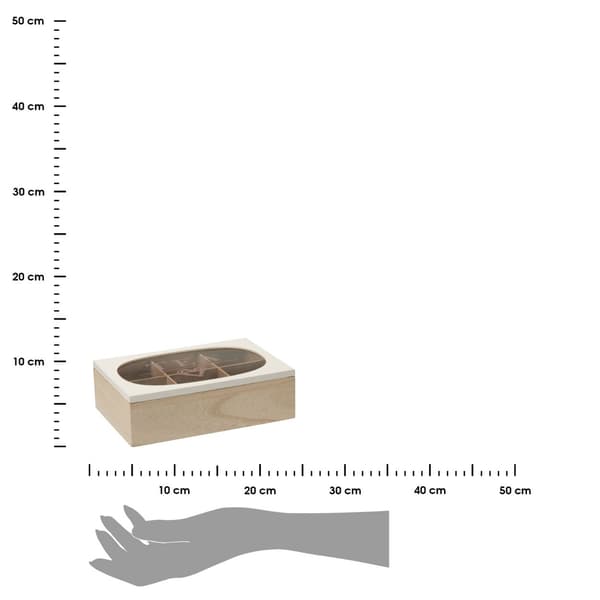 Tebeholder med 6 rum, glaseret, 24x16 cm