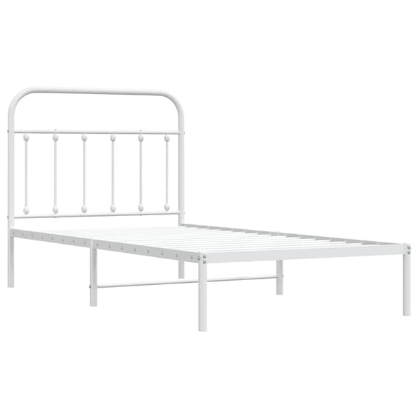 vidaXL metalsengestel med hovedgærde hvid 100x190 cm