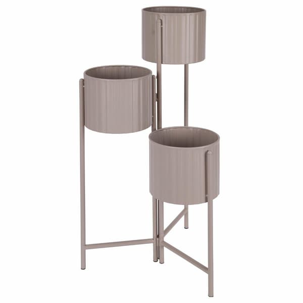 Set med 3 krukor på stativ - Vessia Trio Taupe