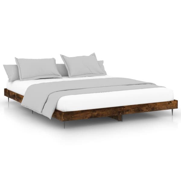 vidaXL sengestel røget eg 200x200 cm træbaseret materiale
