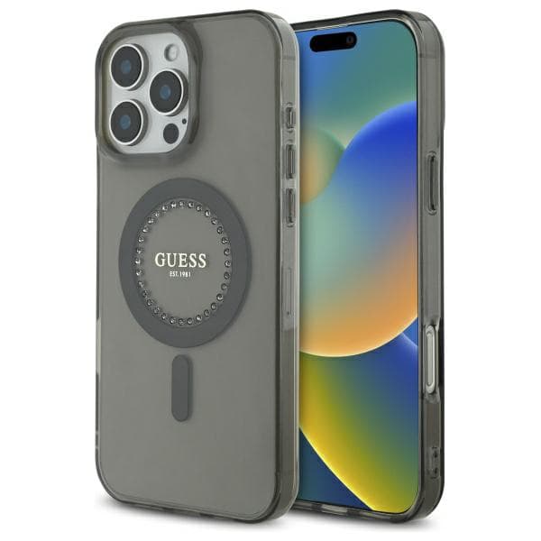 Guess IML Strass MagSafe-skal till iPhone 16 Pro, svart