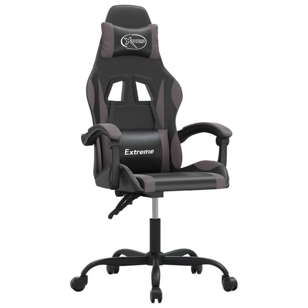 vidaXL drejelig gamingstol, sort og grå, kunstlæder