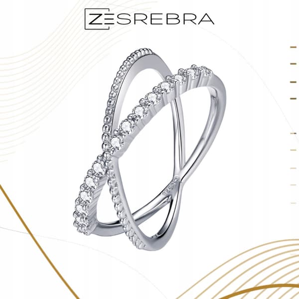 Sølv dobbelt ring 925 sølv størrelse 12 infinity zirkoner
