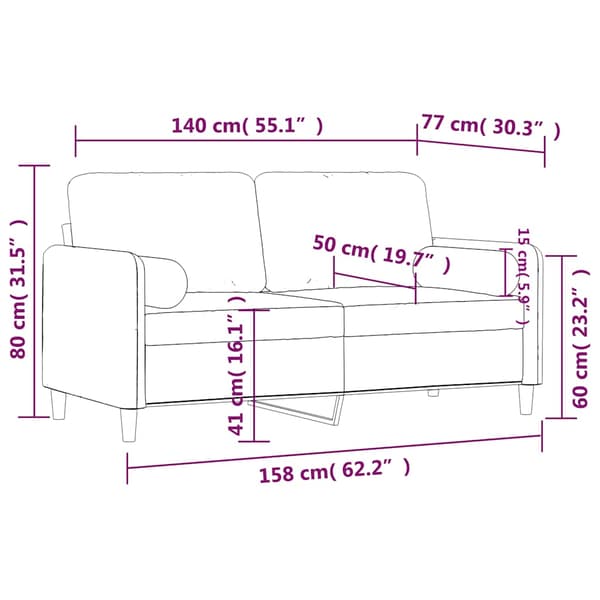vidaXL 2-istuttava sohva tyynyillä, musta, 140 cm, sametti