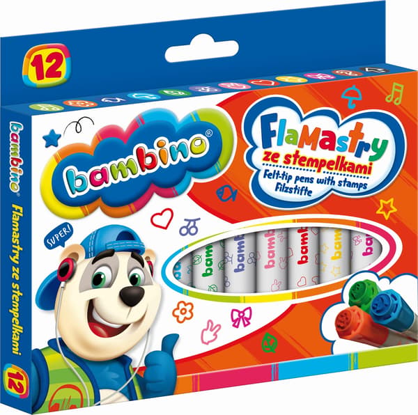 BAMBINO tuscher med stempler. 12 farver